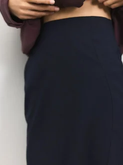 Next Tailored Pencil Skirt With Wool Navy Blue Sale