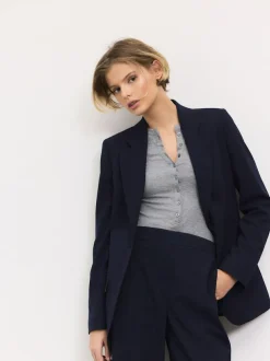Next Tailored Single Breasted Blazer With Wool Navy Blue Discount