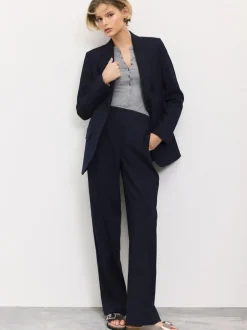 Next Tailored Single Breasted Blazer With Wool Navy Blue Discount