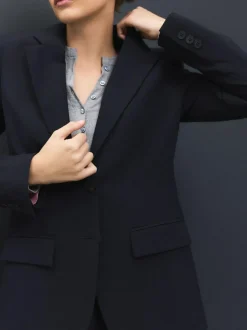 Next Tailored Single Breasted Blazer With Wool Navy Blue Discount