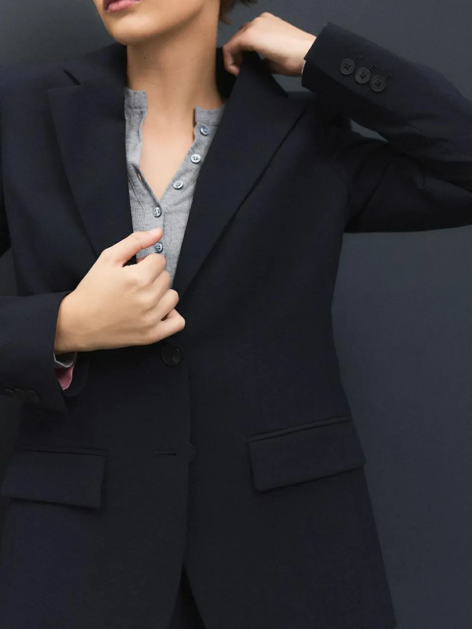 Next Tailored Single Breasted Blazer With Wool Navy Blue Discount