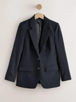 Next Tailored Single Breasted Blazer With Wool Navy Blue Discount