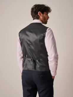 Next Navy Blue Textured Suit Waistcoat Hot