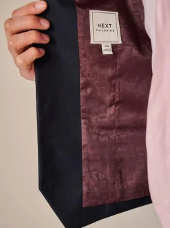 Next Navy Blue Textured Suit Waistcoat Hot