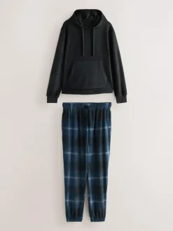 Next Navy Blue Thermal Fleece Bottoms Long Sleeve Hoodies Set Hot