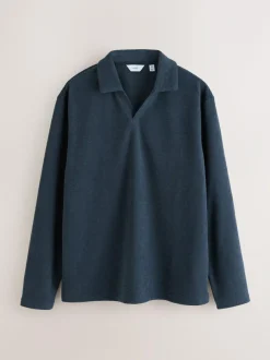 Next Navy Blue Towelling Long Sleeve Trophy Neck Pyjamas Set New