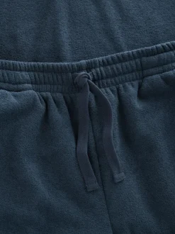 Next Navy Blue Towelling Long Sleeve Trophy Neck Pyjamas Set New