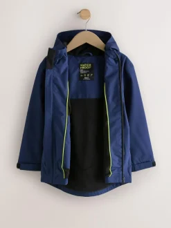 Next Navy Blue Waterproof Fleece Lined Hooded Jacket (3-16yrs) New