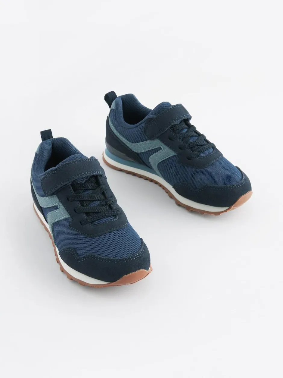 Next Wide Fit (G) One Strap Elastic Lace Trainers Navy Blue Hot