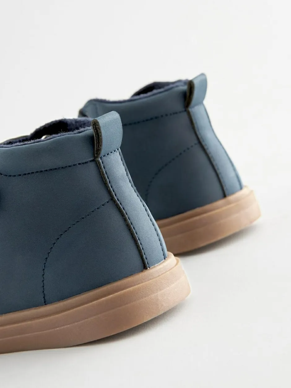 Next Wide Fit (G) Warm Lined Touch Fastening Boots Navy Blue Best
