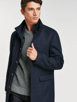 Next Wool Blend Mock Gilet Herringbone Padded Coat Navy Blue Hot