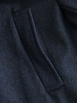 Next Wool Blend Mock Gilet Herringbone Padded Coat Navy Blue Hot