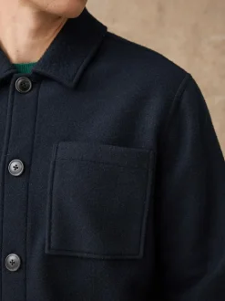 Next Wool Look Fleece Shacket Navy Blue Best