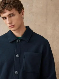 Next Wool Look Fleece Shacket Navy Blue Best