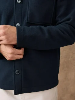 Next Wool Look Fleece Shacket Navy Blue Best