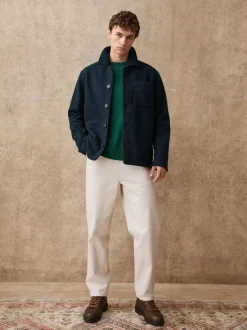Next Wool Look Fleece Shacket Navy Blue Best