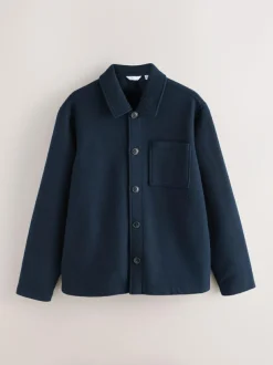 Next Wool Look Fleece Shacket Navy Blue Best