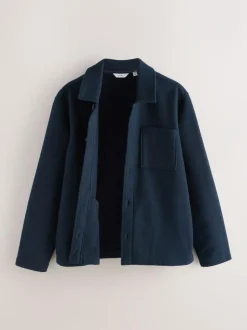 Next Wool Look Fleece Shacket Navy Blue Best