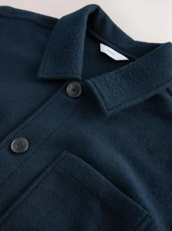Next Wool Look Fleece Shacket Navy Blue Best