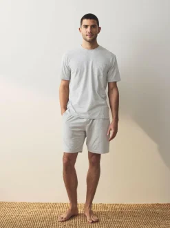 Next Navy Blue/Grey Jersey Short Pyjamas Set 2 Pack Clearance