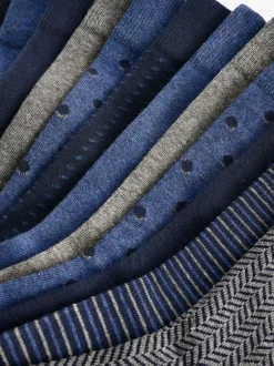 Next 12 Pack Mens Cotton Rich Socks Navy Blue/Grey Pattern Online