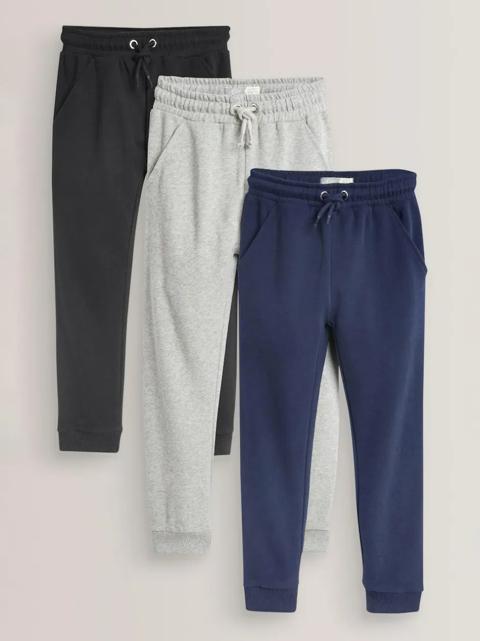 Next 3 Pack Soft Jersey Regular Fit Joggers (3-16yrs) Navy Blue/Grey/Black Sale