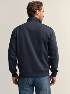 Next Quarter Zip Colour Blocking Sweatshirt Navy Blue/Neutral Online