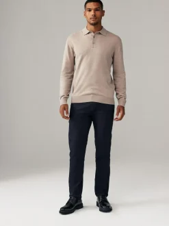 Next Slim Fit Stretch Chino Trousers 2 Pack Navy Blue/Stone Sale