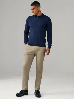 Next Slim Fit Stretch Chino Trousers 2 Pack Navy Blue/Stone Sale