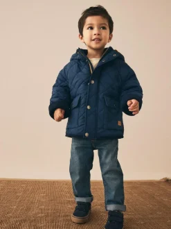 Next Borg Lined Quilted Coat (3mths-7yrs) Navy Best