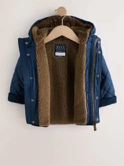 Next Borg Lined Quilted Coat (3mths-7yrs) Navy Best
