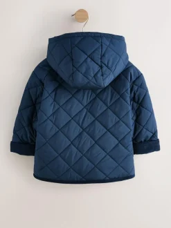 Next Borg Lined Quilted Coat (3mths-7yrs) Navy Best