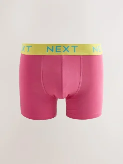 Next 10 pack Cotton Rich Trunk Boxers Navy Bright Purple/ Orange Waistbands Online