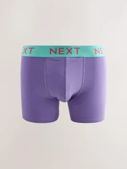 Next 10 pack Cotton Rich Trunk Boxers Navy Bright Purple/ Orange Waistbands Online