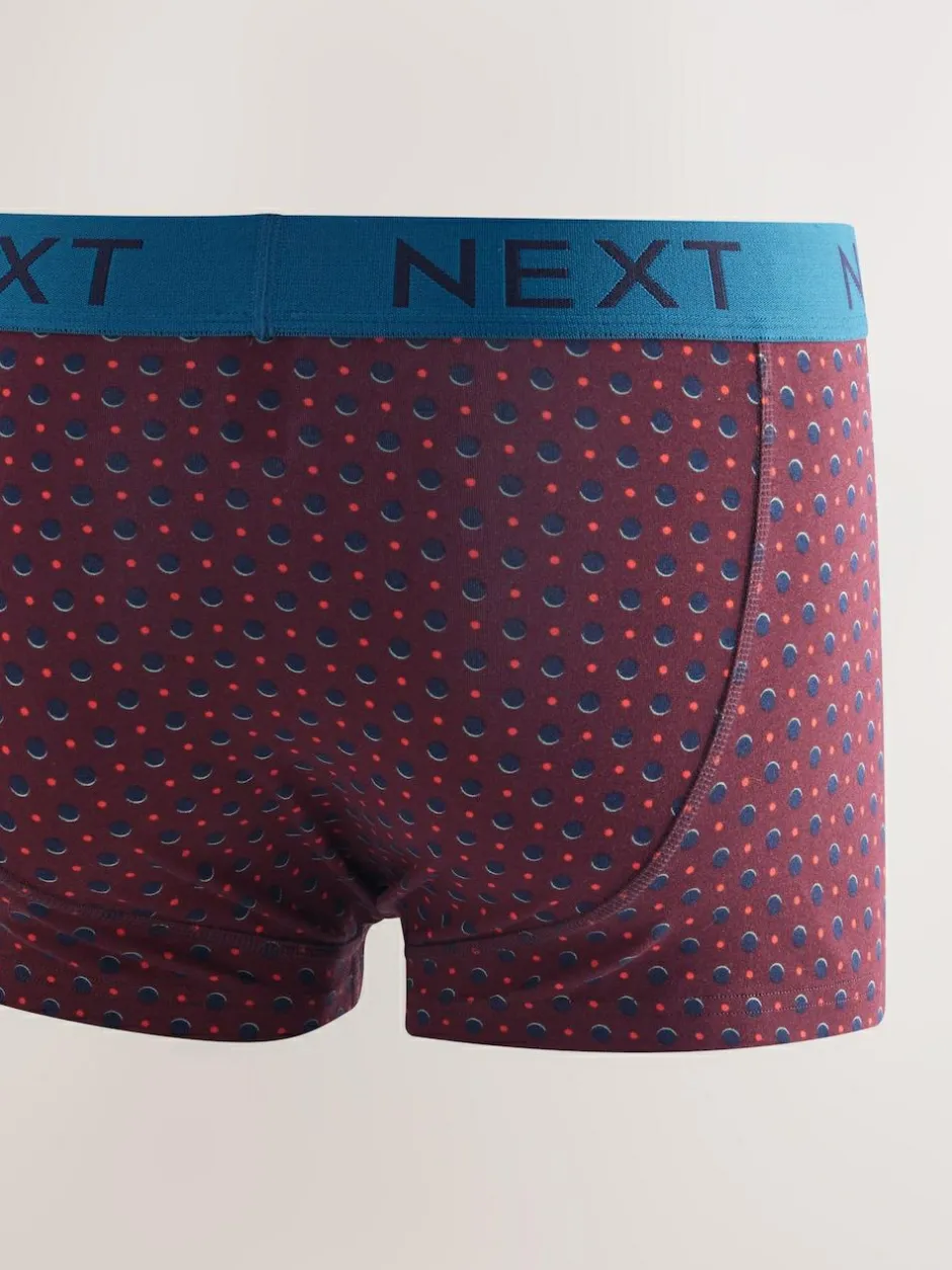Next Navy/ Burgundy Red Spot Stripe 8 pack Hipster Boxers 5 Pack Sale