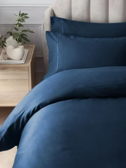 Next Navy Collection Luxe 300 Thread Count 100% Cotton Sateen Satin Stitch Luxury Duvet Cover And Pillowcase Set Hot