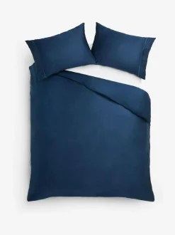 Next Navy Collection Luxe 300 Thread Count 100% Cotton Sateen Satin Stitch Luxury Duvet Cover And Pillowcase Set Hot