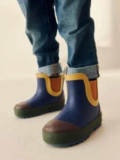 Next Navy Colourblock Warm Lined Ankle Wellies Outlet