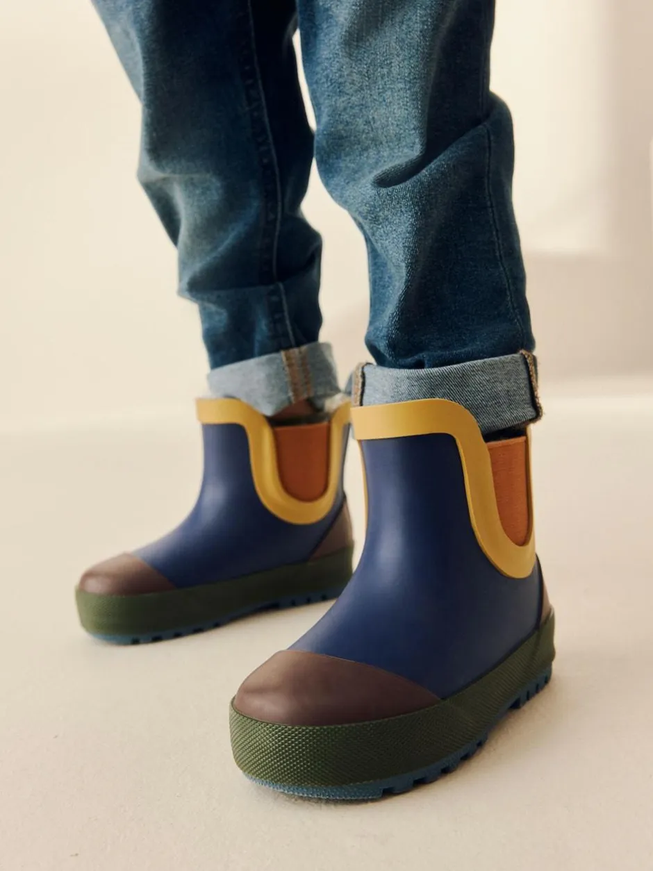 Next Navy Colourblock Warm Lined Ankle Wellies Outlet