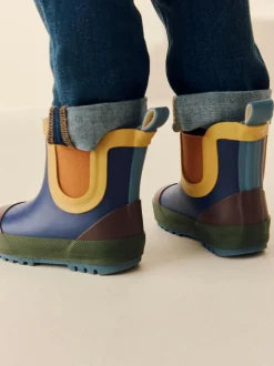 Next Navy Colourblock Warm Lined Ankle Wellies Outlet