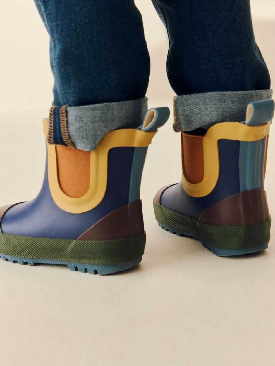 Next Navy Colourblock Warm Lined Ankle Wellies Outlet
