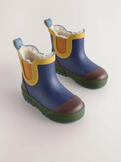 Next Navy Colourblock Warm Lined Ankle Wellies Outlet