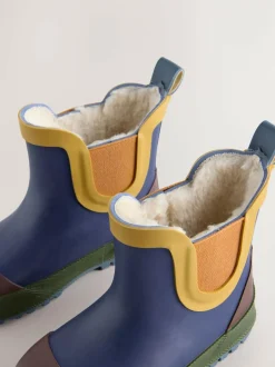 Next Navy Colourblock Warm Lined Ankle Wellies Outlet