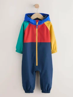 Next Navy Colourblock Waterproof Fleece Lined Puddlesuit (3mths-7yrs)