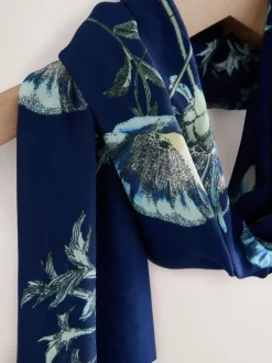 Next Navy Floral Print Print Kew Collection Lightweight Scarf Best