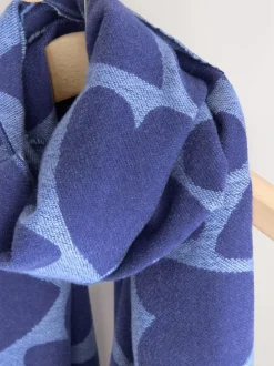 Next Navy Heart Print Midweight Scarf New