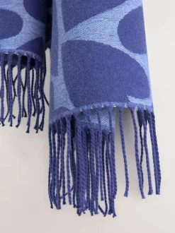 Next Navy Heart Print Midweight Scarf New