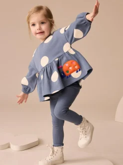 Next Navy Ladybird Long Sleeve Peplum Top and Leggings Set (3mths-7yrs) Outlet