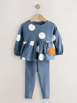 Next Navy Ladybird Long Sleeve Peplum Top and Leggings Set (3mths-7yrs) Outlet