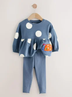 Next Navy Ladybird Long Sleeve Peplum Top and Leggings Set (3mths-7yrs) Outlet